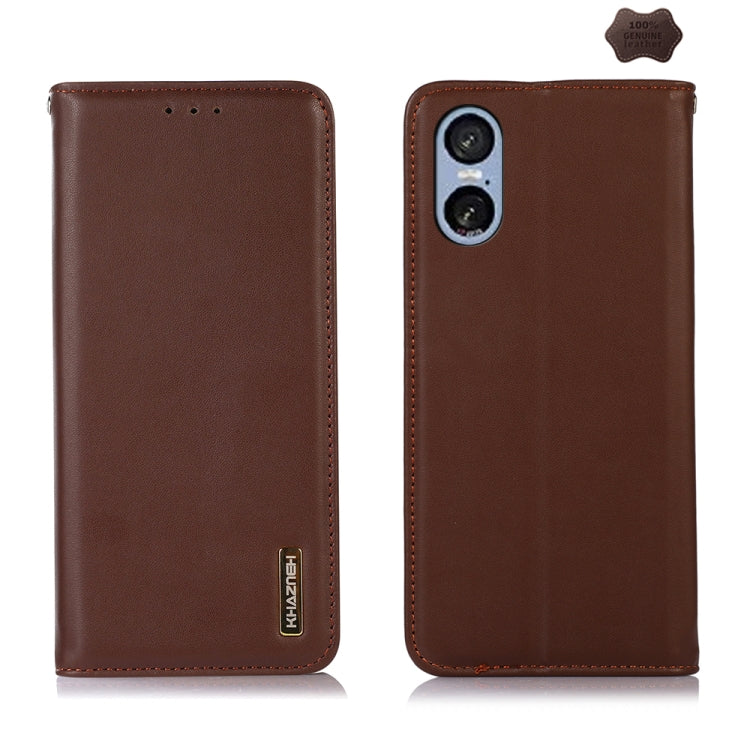 For Sony Xperia 5 VI KHAZNEH Nappa Top Layer Cowhide Leather Phone Case(Brown)