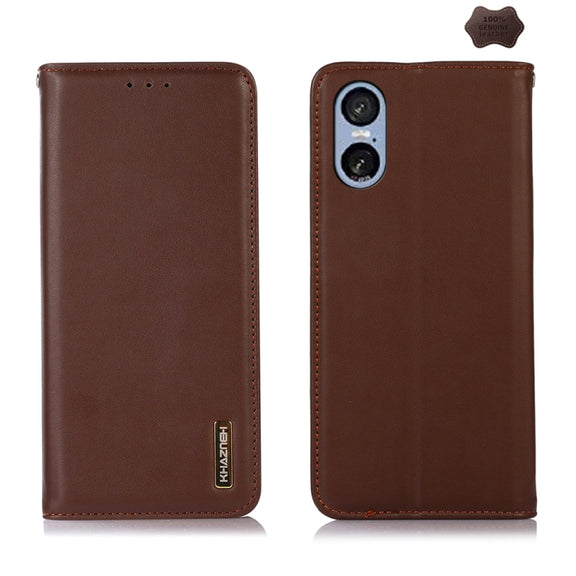 For Sony Xperia 5 VI KHAZNEH Nappa Top Layer Cowhide Leather Phone Case(Brown)