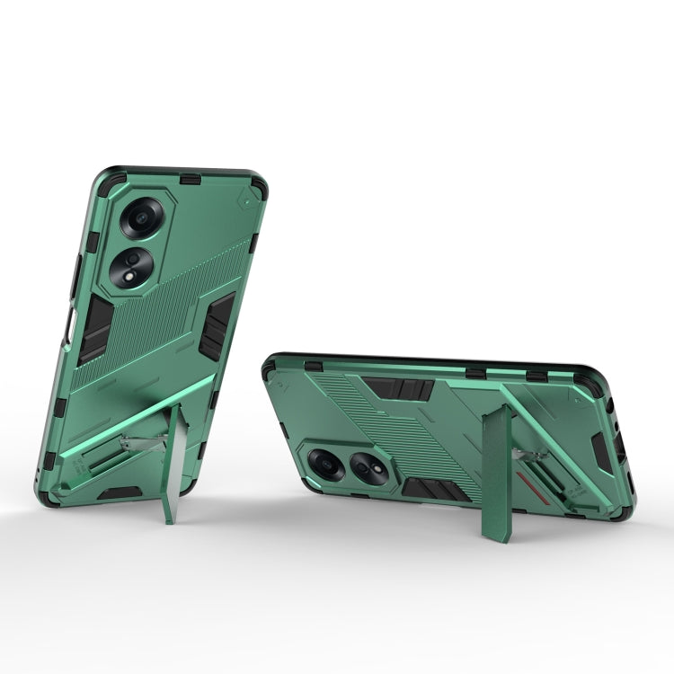 For OPPO A58 4G Global Punk Armor 2 in 1 PC + TPU Phone Case with Holder(Green)