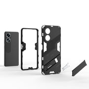 For OPPO A58 4G Global Punk Armor 2 in 1 PC + TPU Phone Case with Holder(Green)