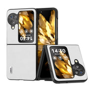 For OPPO Find N3 Flip ABEEL Dual Color Lichi Texture PU Phone Case(White)