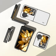 For OPPO Find N3 Flip ABEEL Dual Color Lichi Texture PU Phone Case(White)