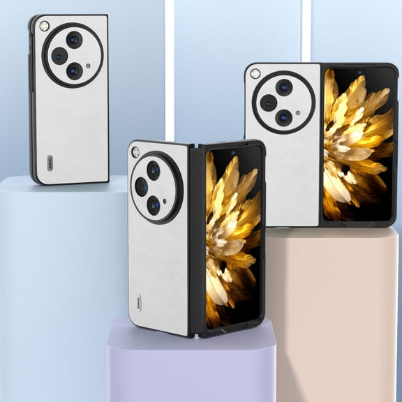 For OPPO Find N3 / OnePlus Open ABEEL Dual Color Lichi Texture PU Phone Case(White)