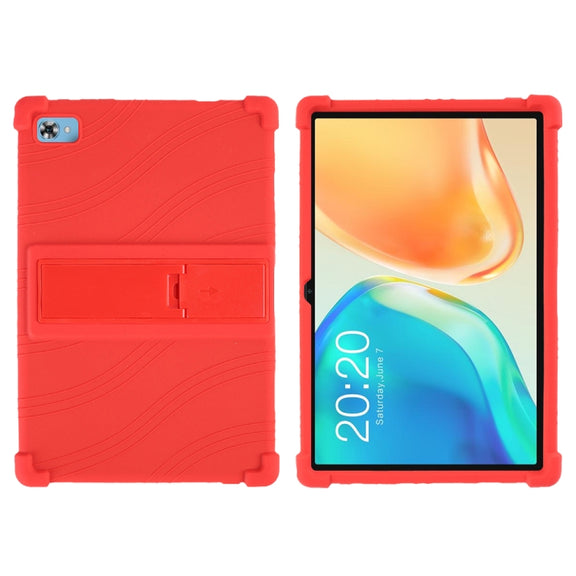 For Teclast M40 Plus Shockproof Silicone Tablet Protective Case with Holder(Red)