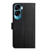 For Honor 90 Lite HT02 Genuine Leather Fingerprint-proof Flip Phone Case(Black)