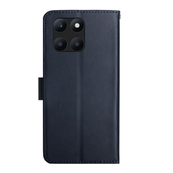 For Honor X6A HT02 Genuine Leather Fingerprint-proof Flip Phone Case(Blue)