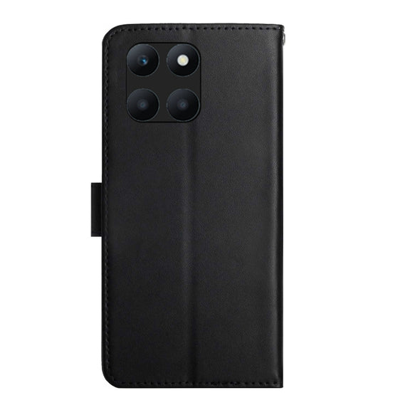 For Honor X8b HT02 Genuine Leather Fingerprint-proof Flip Phone Case(Black)