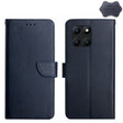 For Honor X8b HT02 Genuine Leather Fingerprint-proof Flip Phone Case(Blue) - Honor Cases by PMC TechLife | Online Shopping South Africa | PMC TechLife | Buy Now Pay Later Mobicred