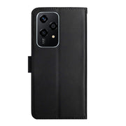 For Honor 200 Lite Global HT02 Genuine Leather Fingerprint-proof Flip Phone Case(Black)