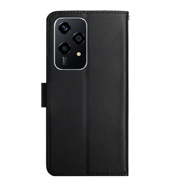 For Honor 200 Lite Global HT02 Genuine Leather Fingerprint-proof Flip Phone Case(Black)