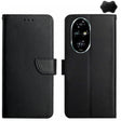 For Honor 200 5G Global HT02 Genuine Leather Fingerprint-proof Flip Phone Case(Black) - Honor Cases by PMC TechLife | Online Shopping South Africa | PMC TechLife | Buy Now Pay Later Mobicred