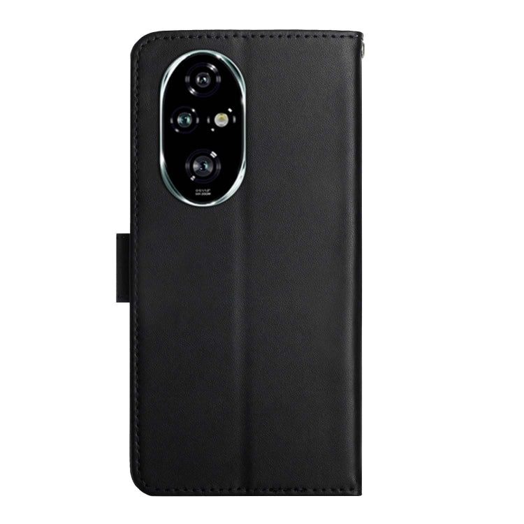 For Honor 200 5G Global HT02 Genuine Leather Fingerprint-proof Flip Phone Case(Black)