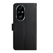 For Honor 200 5G Global HT02 Genuine Leather Fingerprint-proof Flip Phone Case(Black)