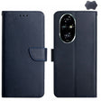 For Honor 200 5G Global HT02 Genuine Leather Fingerprint-proof Flip Phone Case(Blue) - Honor Cases by PMC TechLife | Online Shopping South Africa | PMC TechLife | Buy Now Pay Later Mobicred