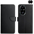 For Honor 200 Pro 5G Global HT02 Genuine Leather Fingerprint-proof Flip Phone Case(Black) - Honor Cases by PMC TechLife | Online Shopping South Africa | PMC TechLife | Buy Now Pay Later Mobicred