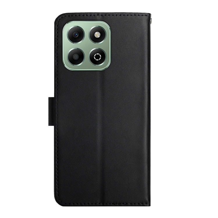 For Honor 200 Smart Global HT02 Genuine Leather Fingerprint-proof Flip Phone Case(Black)