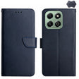 For Honor 200 Smart Global HT02 Genuine Leather Fingerprint-proof Flip Phone Case(Blue) - Honor Cases by PMC TechLife | Online Shopping South Africa | PMC TechLife | Buy Now Pay Later Mobicred