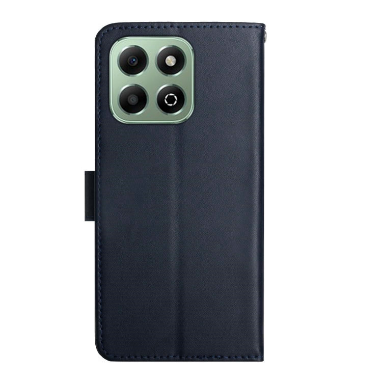 For Honor 200 Smart Global HT02 Genuine Leather Fingerprint-proof Flip Phone Case(Blue)
