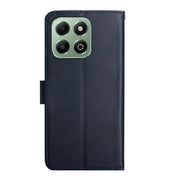 For Honor 200 Smart Global HT02 Genuine Leather Fingerprint-proof Flip Phone Case(Blue)