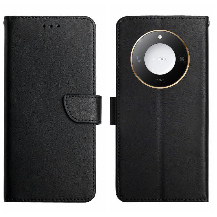For Honor X9c Smart HT02 Genuine Leather Fingerprint-proof Flip Phone Case(Black)
