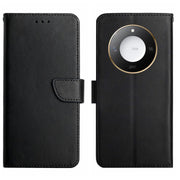 For Honor X9c Smart HT02 Genuine Leather Fingerprint-proof Flip Phone Case(Black)