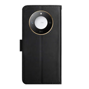 For Honor X9c Smart HT02 Genuine Leather Fingerprint-proof Flip Phone Case(Black)