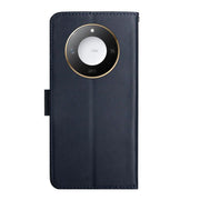 For Honor X9c Smart HT02 Genuine Leather Fingerprint-proof Flip Phone Case(Blue)
