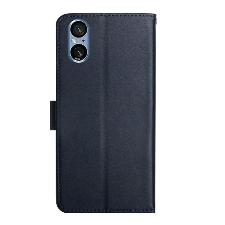For Sony Xperia 5 V Genuine Leather Fingerprint-proof Horizontal Flip Phone Case(Blue)