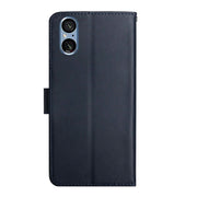 For Sony Xperia 5 V Genuine Leather Fingerprint-proof Horizontal Flip Phone Case(Blue)
