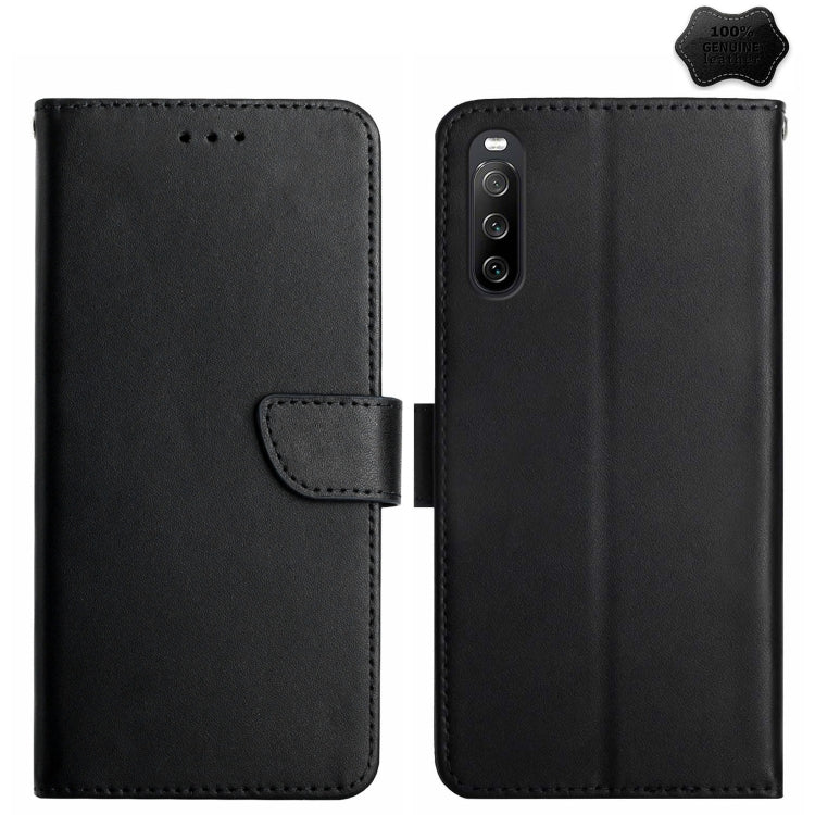 For Sony Xperia 10 VI Genuine Leather Fingerprint-proof Horizontal Flip Phone Case(Black)