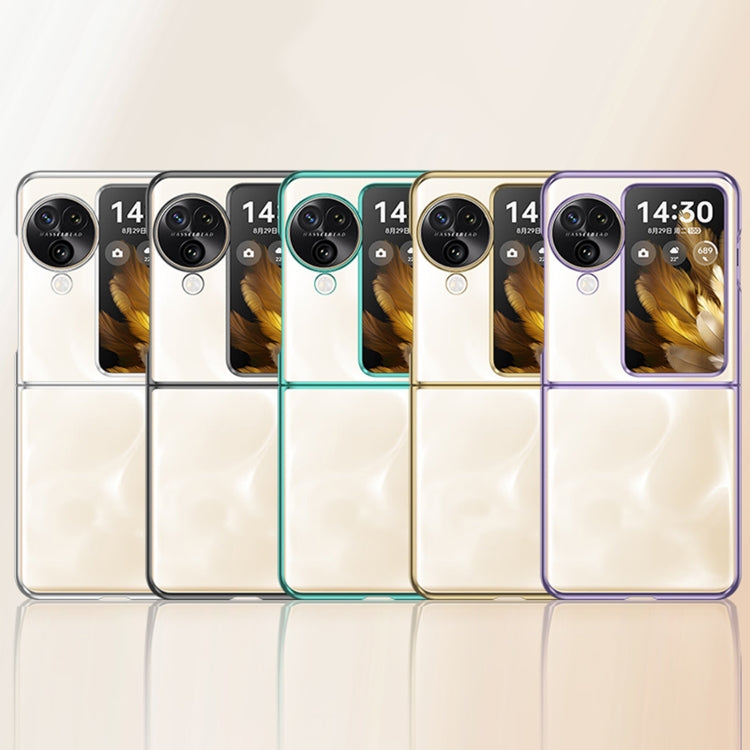 For OPPO Find N3 Flip Full Coverage Electroplate PC Transparent Phone Case(Black)