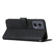 For Motorola Edge 2024 Stitching Calf Texture Buckle Leather Phone Case(Black)
