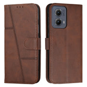 For Motorola Edge 2024 Stitching Calf Texture Buckle Leather Phone Case(Brown)
