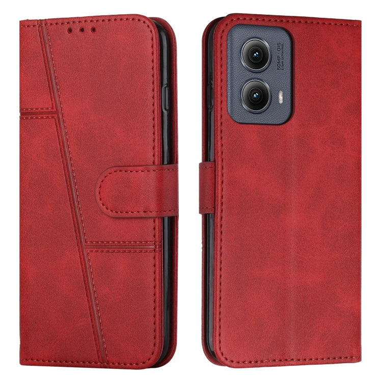 For Motorola Edge 2024 Stitching Calf Texture Buckle Leather Phone Case(Red)