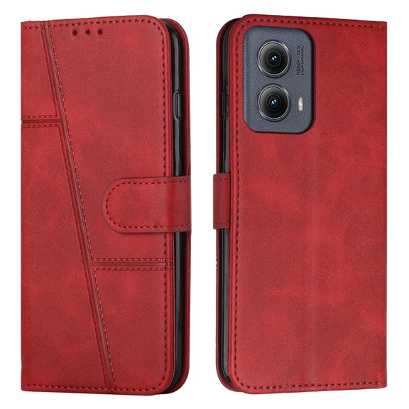 For Motorola Edge 2024 Stitching Calf Texture Buckle Leather Phone Case(Red)