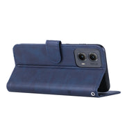 For Motorola Edge 2024 Stitching Calf Texture Buckle Leather Phone Case(Blue)