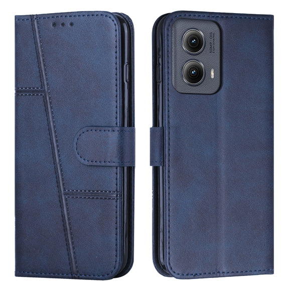 For Motorola Edge 2024 Stitching Calf Texture Buckle Leather Phone Case(Blue)