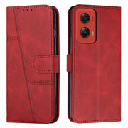 For Motorola Moto G Stylus 5G 2024 Stitching Calf Texture Buckle Leather Phone Case(Red)