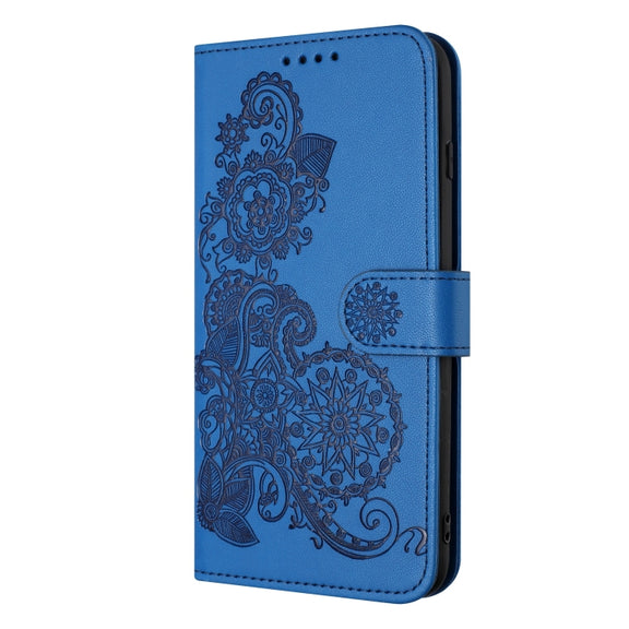For Realme C53 Datura Flower Embossed Flip Leather Phone Case(Blue)