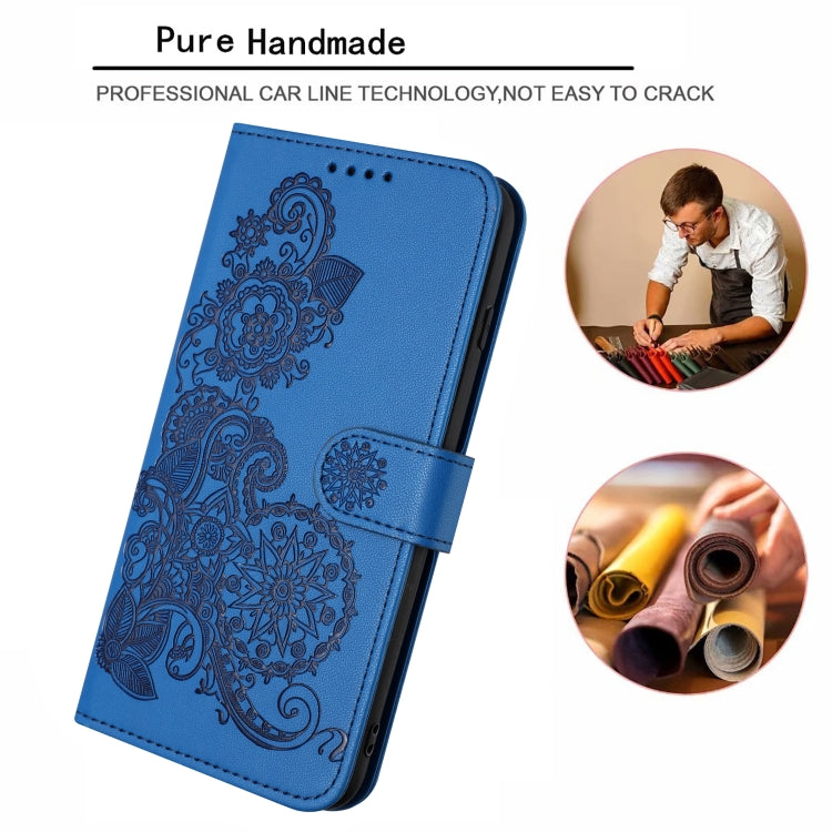 For Realme C53 Datura Flower Embossed Flip Leather Phone Case(Blue)