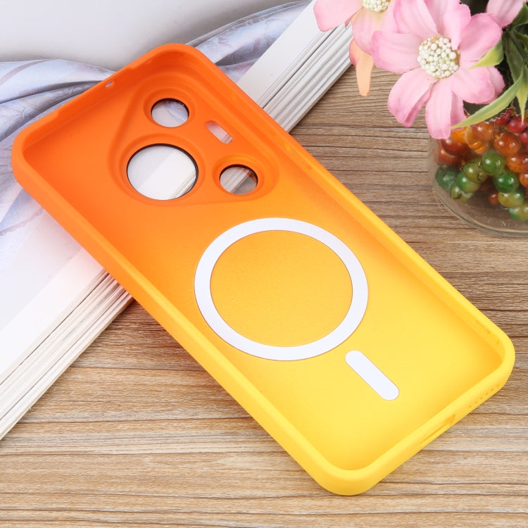 For Huawei Pura 70 Pro Liquid TPU Silicone Gradient MagSafe Phone Case(Orange Yellow)