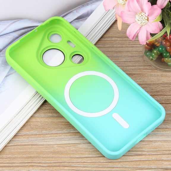 For Huawei Pura 70 Pro Liquid TPU Silicone Gradient MagSafe Phone Case(Cyan Blue)