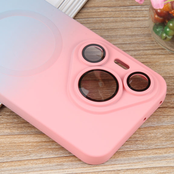 For Huawei Pura 70 Liquid TPU Silicone Gradient MagSafe Phone Case(Pink Blue)
