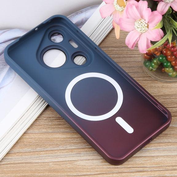 For Huawei Pura 70 Liquid TPU Silicone Gradient MagSafe Phone Case(Blue Purple)
