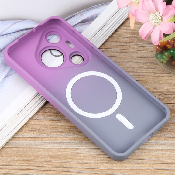 For Huawei Pura 70 Liquid TPU Silicone Gradient MagSafe Phone Case(Purple Grey)