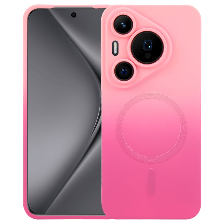 For Huawei Pura 70 Liquid TPU Silicone Gradient MagSafe Phone Case(Pink Red)