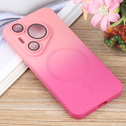 For Huawei Pura 70 Liquid TPU Silicone Gradient MagSafe Phone Case(Pink Red)
