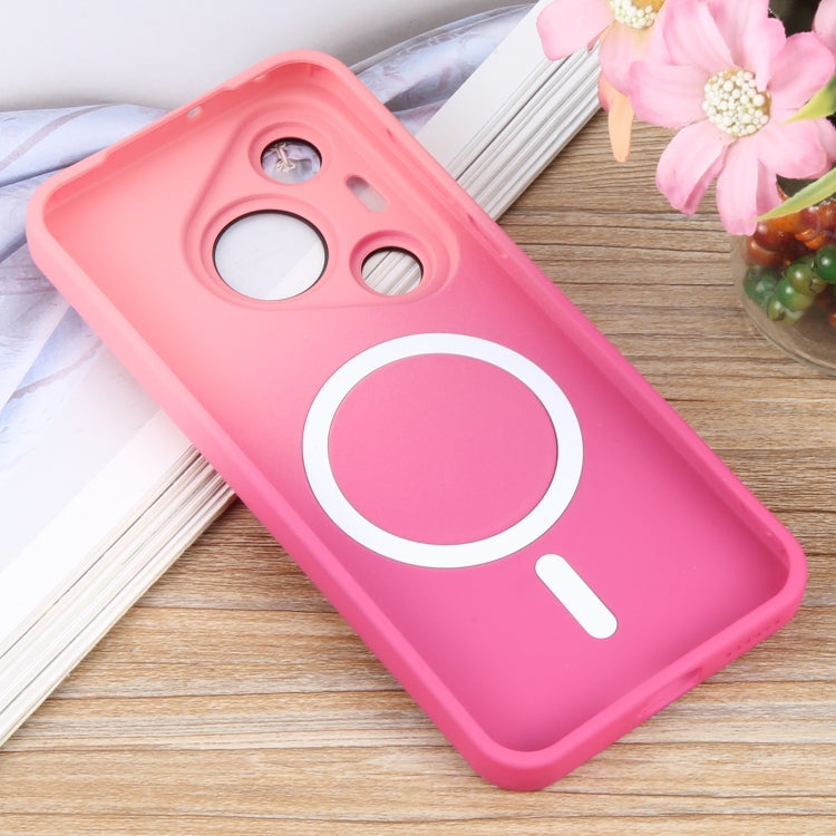 For Huawei Pura 70 Liquid TPU Silicone Gradient MagSafe Phone Case(Pink Red)