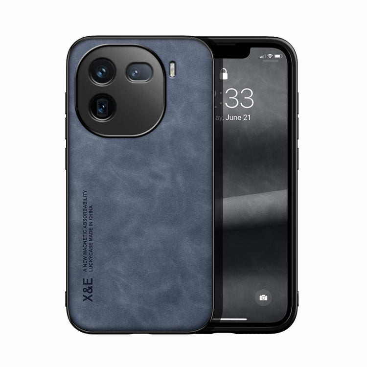 For vivo iQOO 12 Pro Skin Feel Magnetic Leather Back Phone Case(Blue)