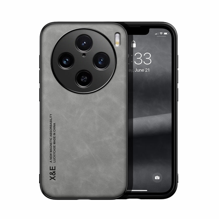 For vivo X100 Pro Skin Feel Magnetic Leather Back Phone Case(Light Grey)